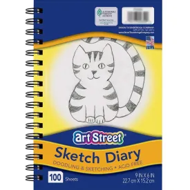 Art Street Sketch Book 9in x 6in White Lightweight 100 Sheets