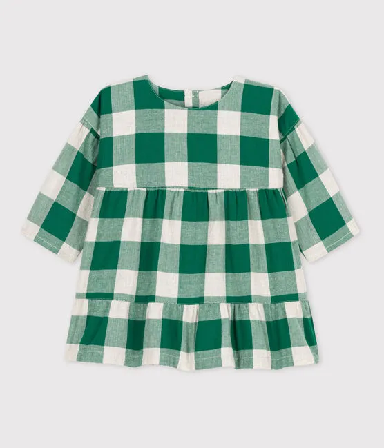 Baby Long-Sleeved Flannel Checkered Dress