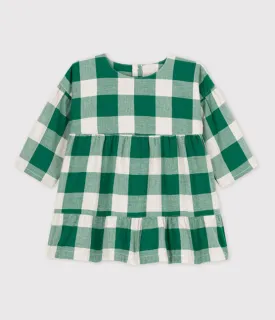 Baby Long-Sleeved Flannel Checkered Dress