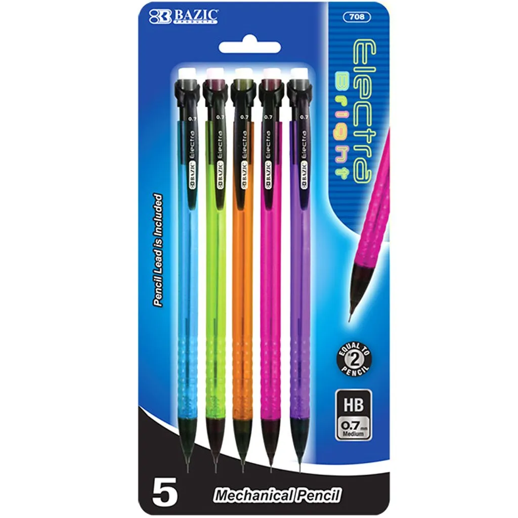 Bazic Electra Fashion Color Mechanical Pencil 0.7mm 5pc