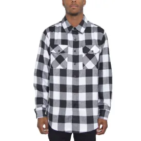 Black & White Long Sleeve Checkered Flannel