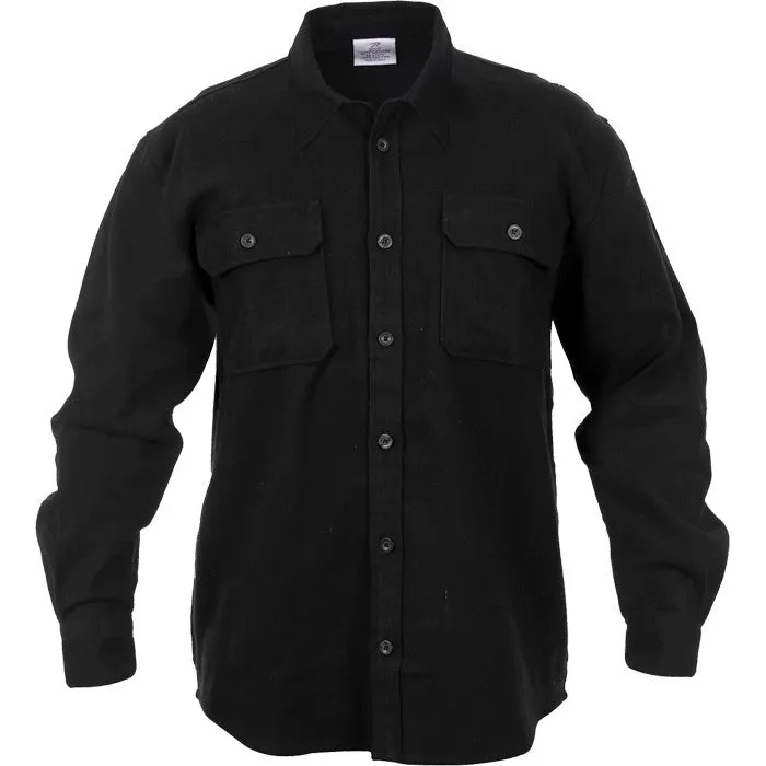 Black - Heavy Weight Solid Flannel Shirt