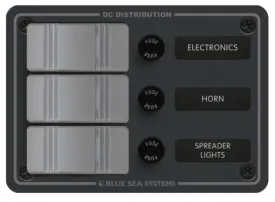 Blue Sea Water Resistant Fuse Panel 3 Position 12V DC - Slate Grey