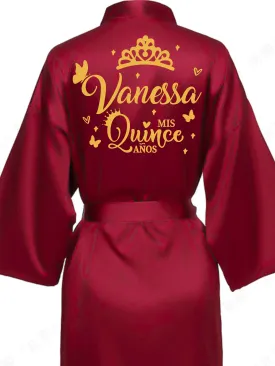 Burgundy with Gold robe for quinceanera