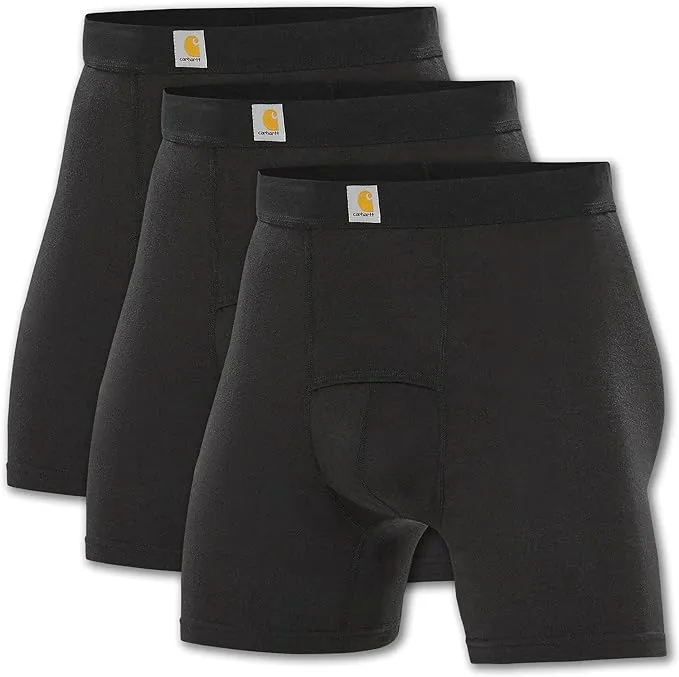 Carhartt Mens Comfort Stretch Boxer Briefs - 5” Inseam, 3-Pack