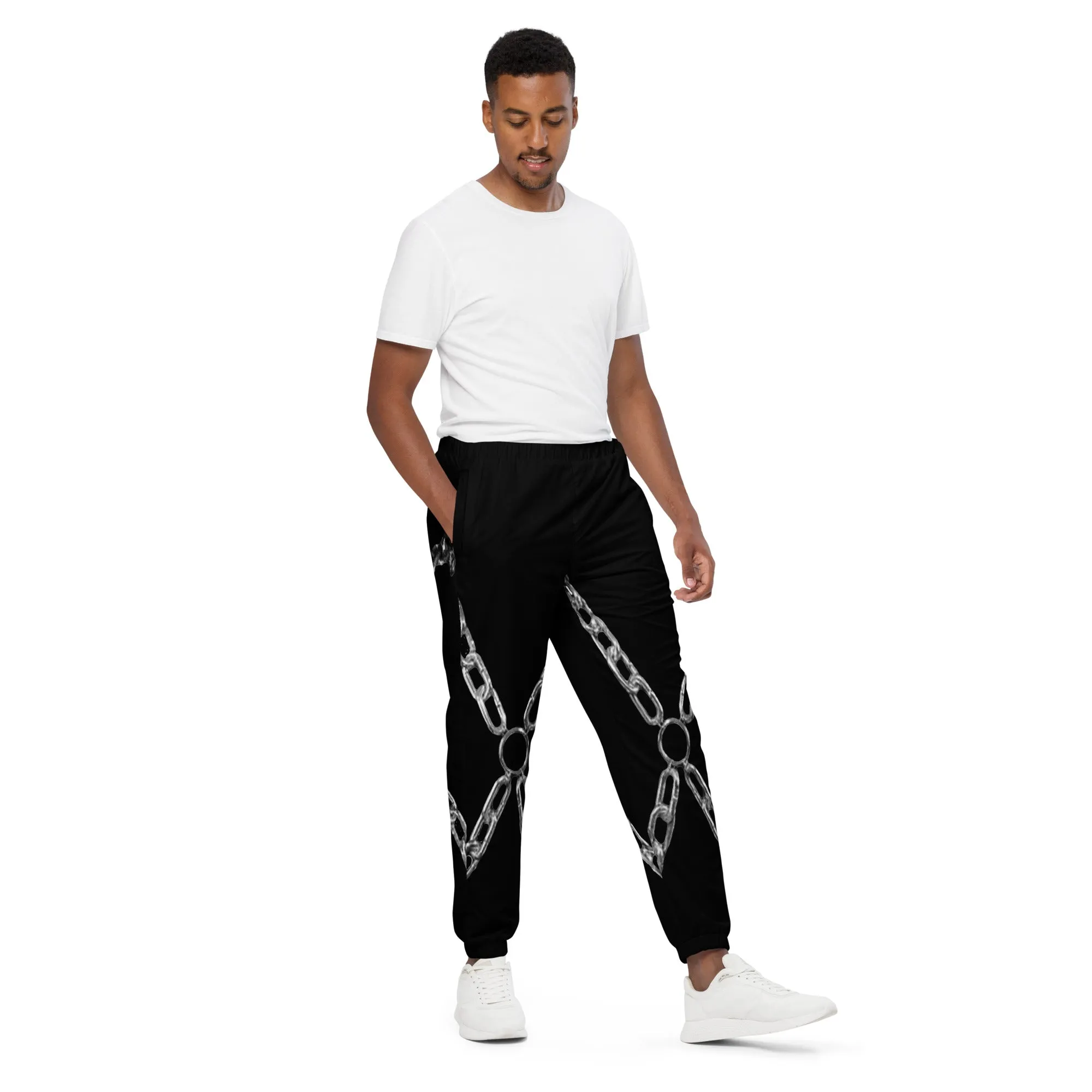 Chain Harness Black Track Pants