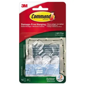 Command Outdoor Water Resistant Light Clips -16pk