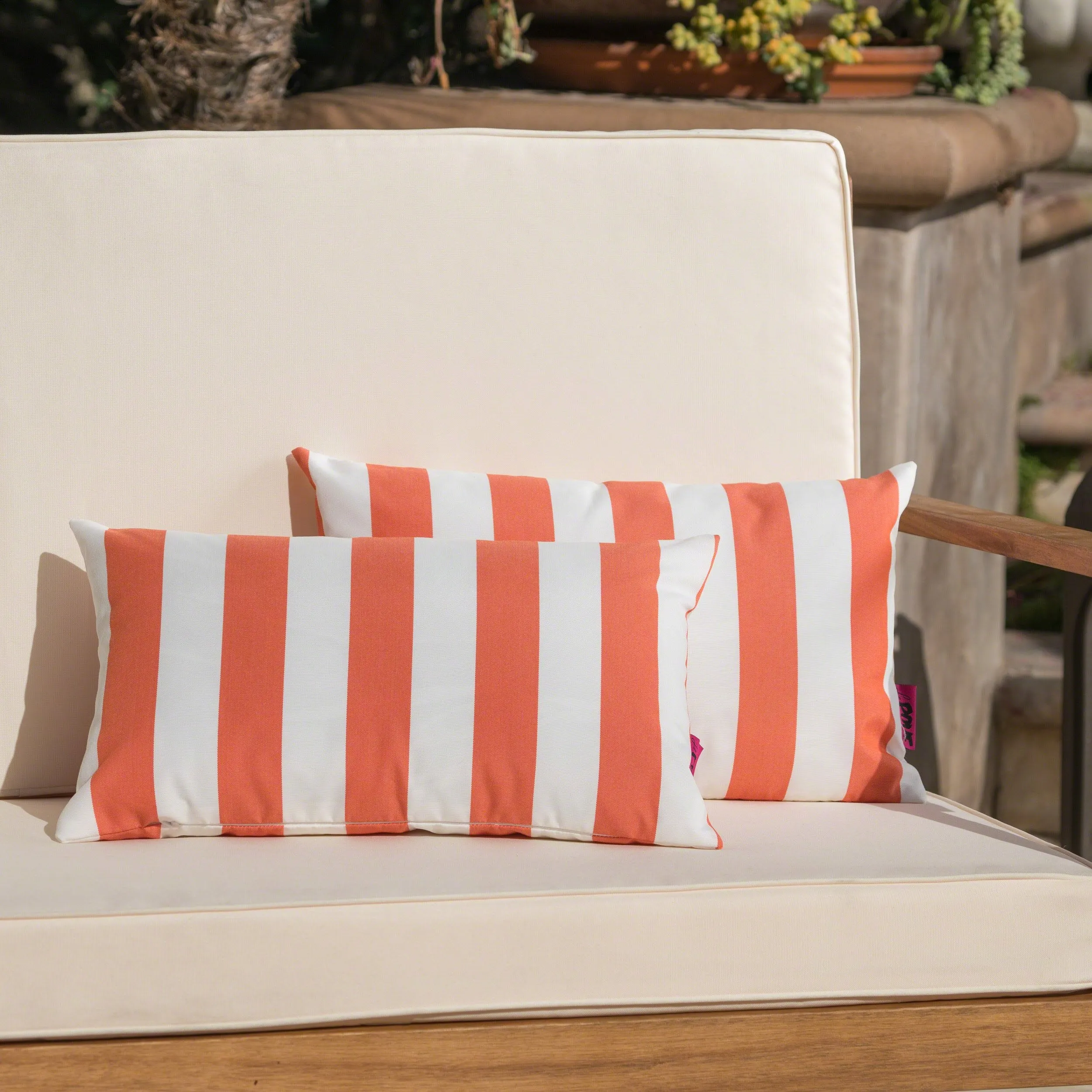 Coronado Outdoor Stripe Water Resistant Rectangular Throw Pillow