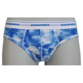 Dsquared² Blue Tie Dye Cotton Stretch Men Brief Underwear