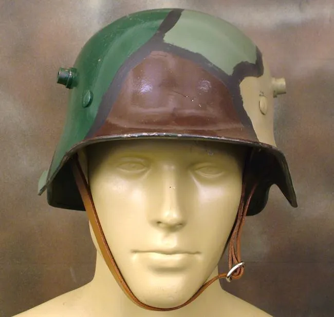 German M-1918 Cavalry Steel Helmet: WWI (Camouflage Paint)