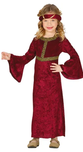 Girls Medieval Lady Costume Red