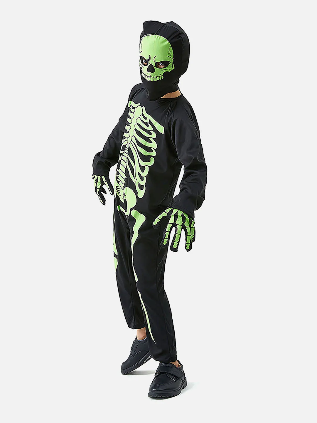 Little Surprise Box Black Green Luminious Skeleton Kids Halloween Costume Dress Up