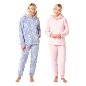 Long Sleeve Shimmer Fleece Pyjamas with Hood