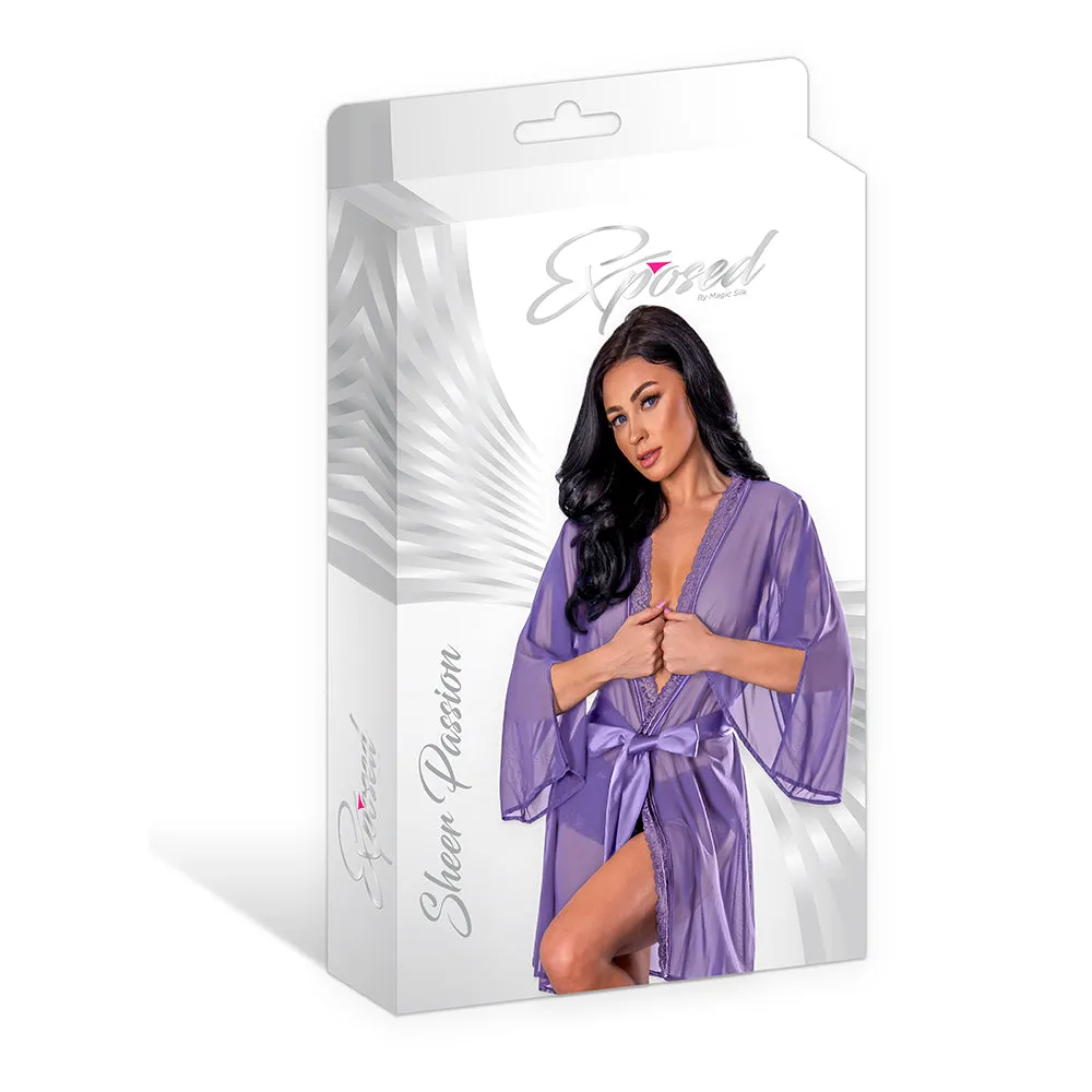 Magic Silk Sheer Passion Flutter Sleeve Robe Very Peri L/XL