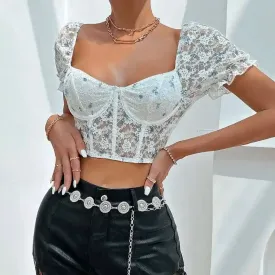 Matilda Floral Lace Crop Bustier Top