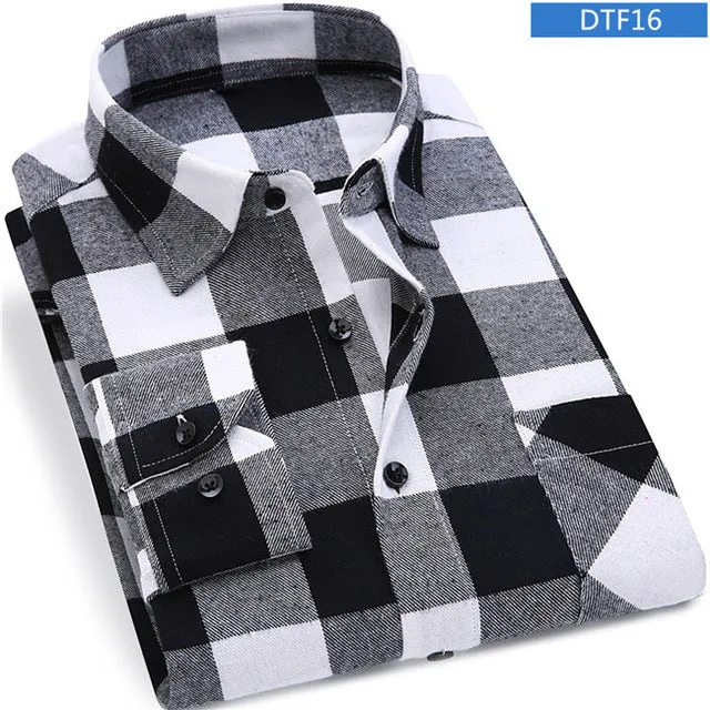 Men Flannel Plaid Shirt 100% Cotton 2017 Spring Autumn Casual Long Sleeve Shirt Soft Comfort Slim Fit Styles Brand Man Clothes