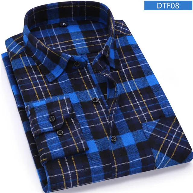 Men Flannel Plaid Shirt 100% Cotton 2017 Spring Autumn Casual Long Sleeve Shirt Soft Comfort Slim Fit Styles Brand Man Clothes