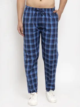 Men'S Blue Checked Cotton Track Pants