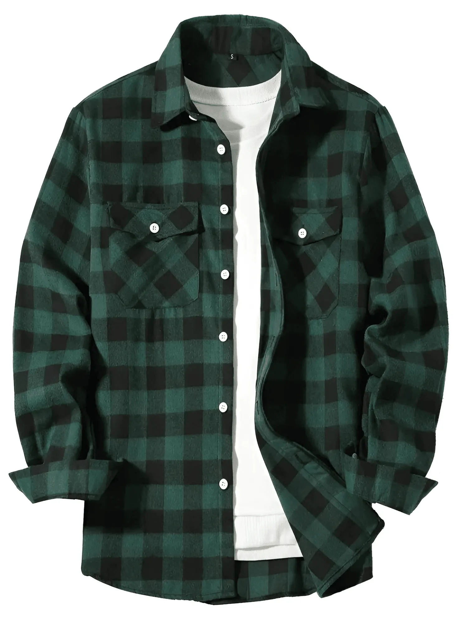 Men's Long Sleeve Plaid Checkered Shirt