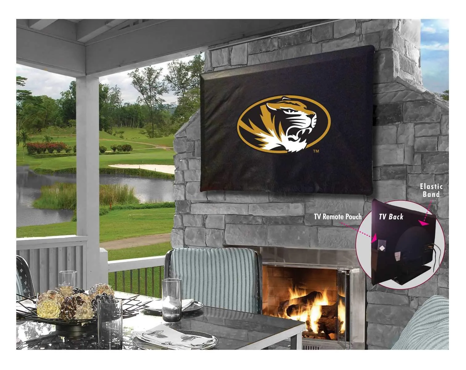 Missouri TIgers HBS Black Breathable Water Resistant Vinyl TV Cover