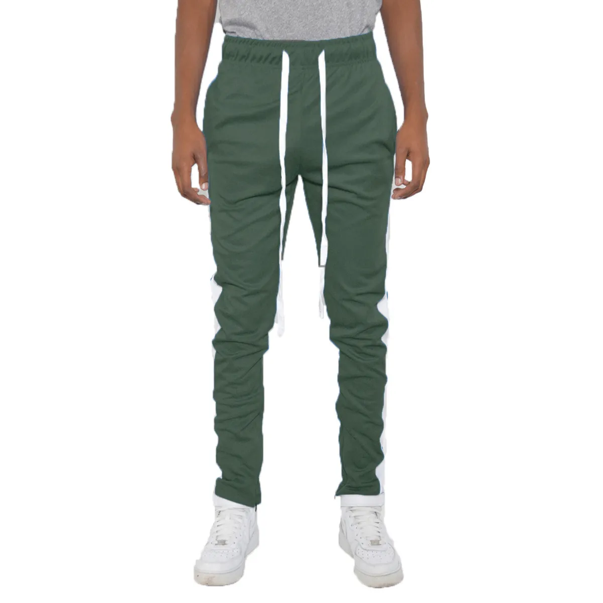 Olive Green Slim Fit Track Pants