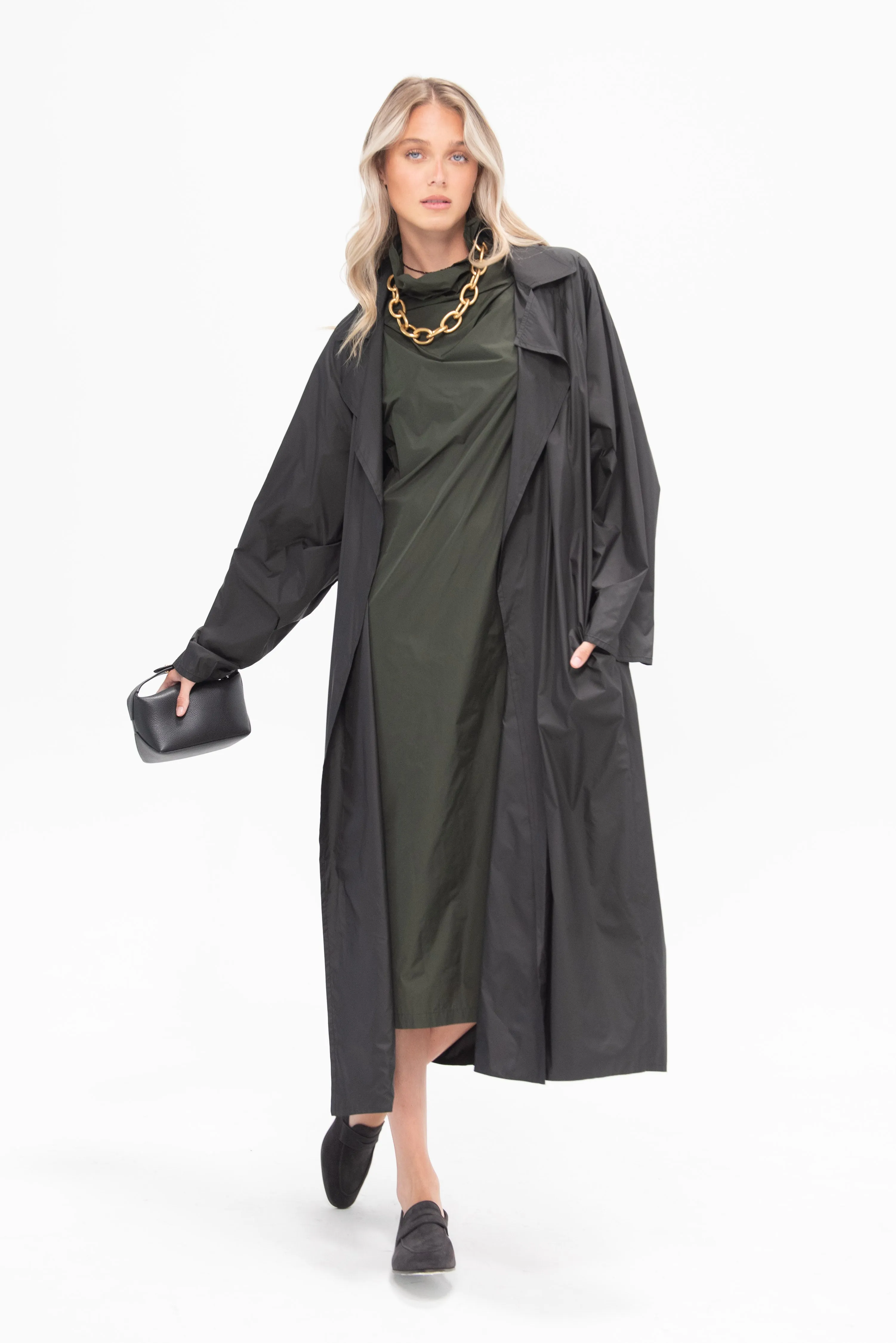 Oversized Trench Coat with Flap, Nerone