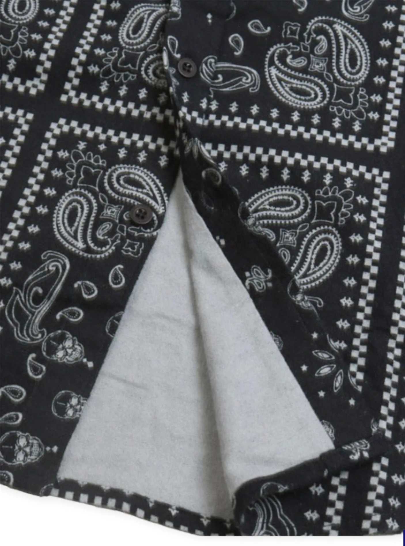 Paisley Print Hooded Shirt- Black