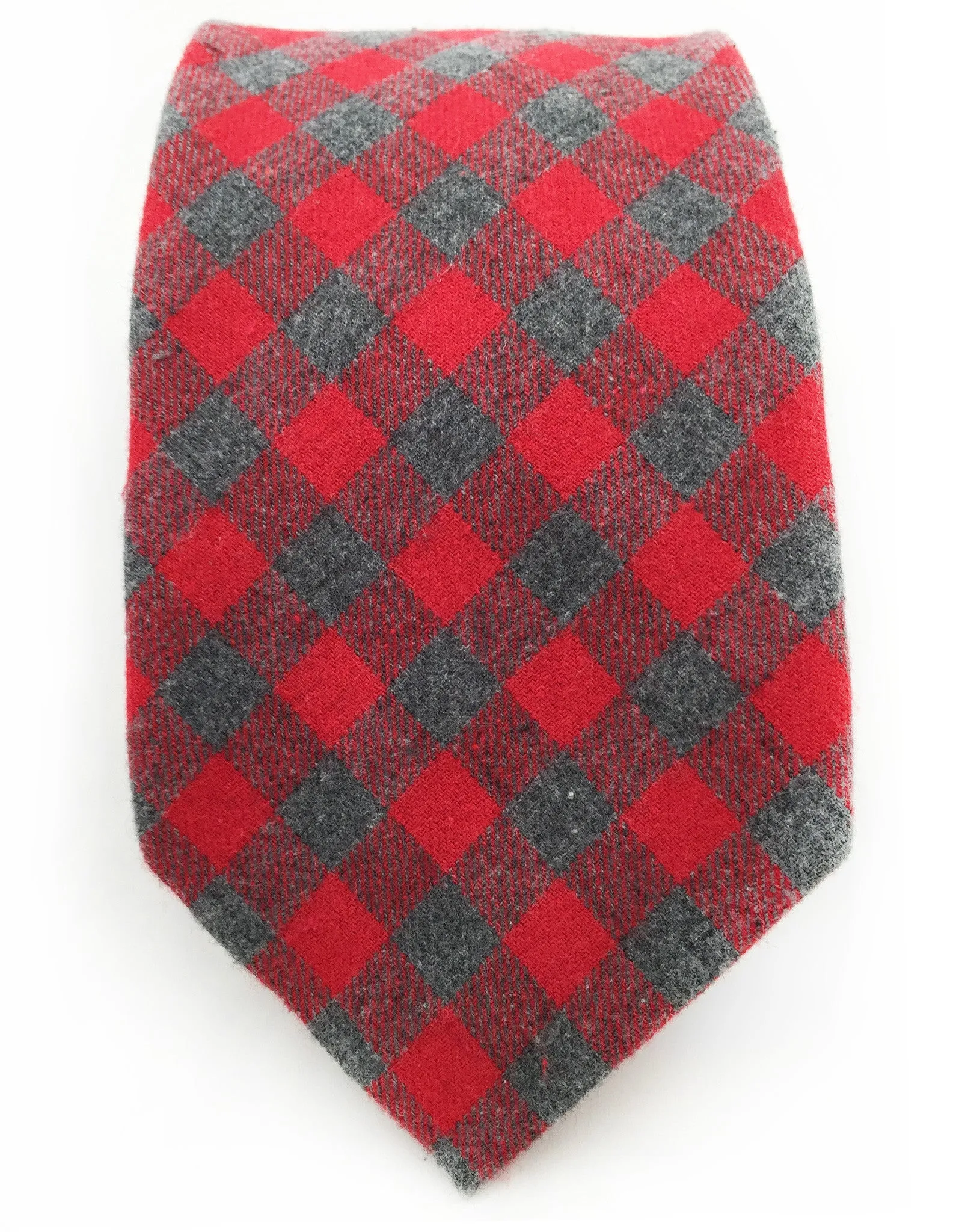 Red & Grey Checkered Cotton Tie