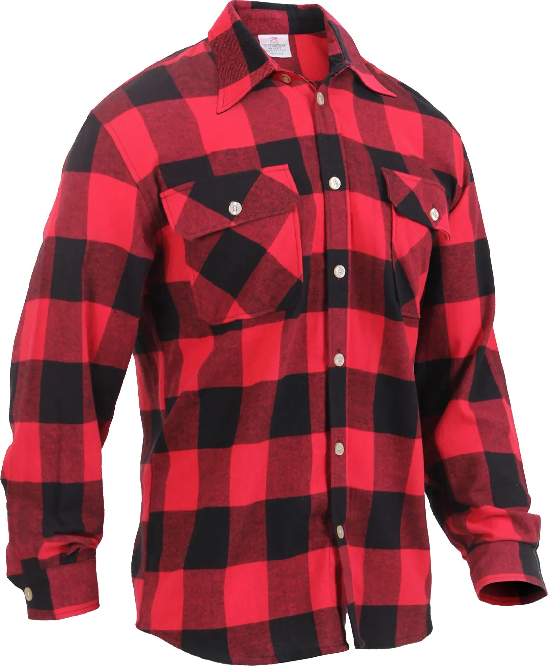 Red - Buffalo Plaid Lightweight Brawny Flannel Shirt