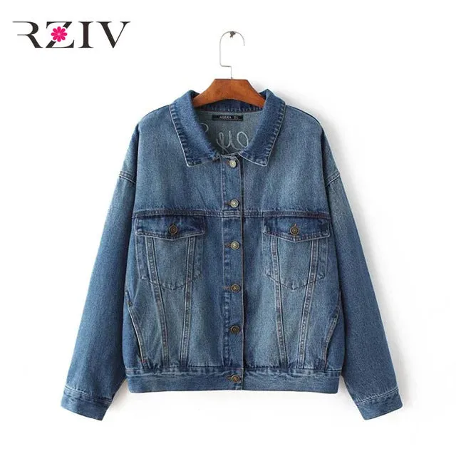 RZIV 2017 spring female jean jacket casual double pocket decorated denim jacket clothing embroidery women jacket coat