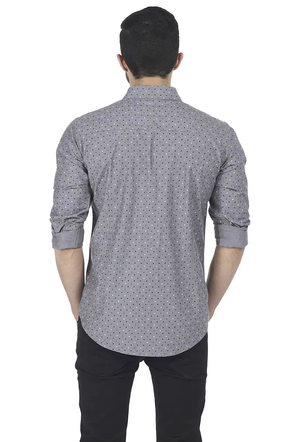 Slim Fit Printed Chambray Shirt