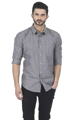 Slim Fit Printed Chambray Shirt