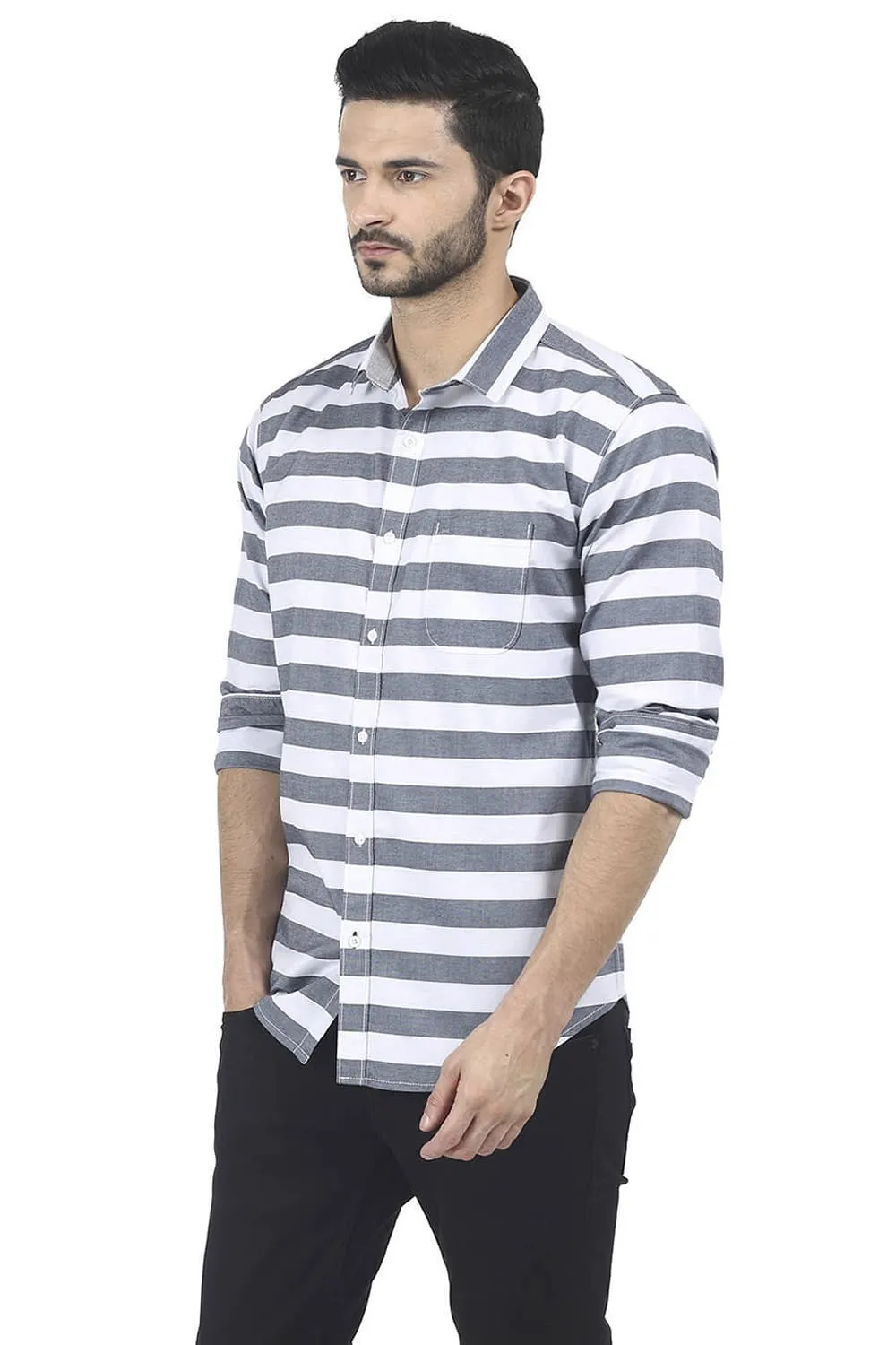 Slim Fit Weft Stripe Shirt